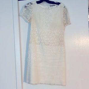 Beautifully detailed, fitted and lined dress -cotton w/ silk lace overlay. Size4